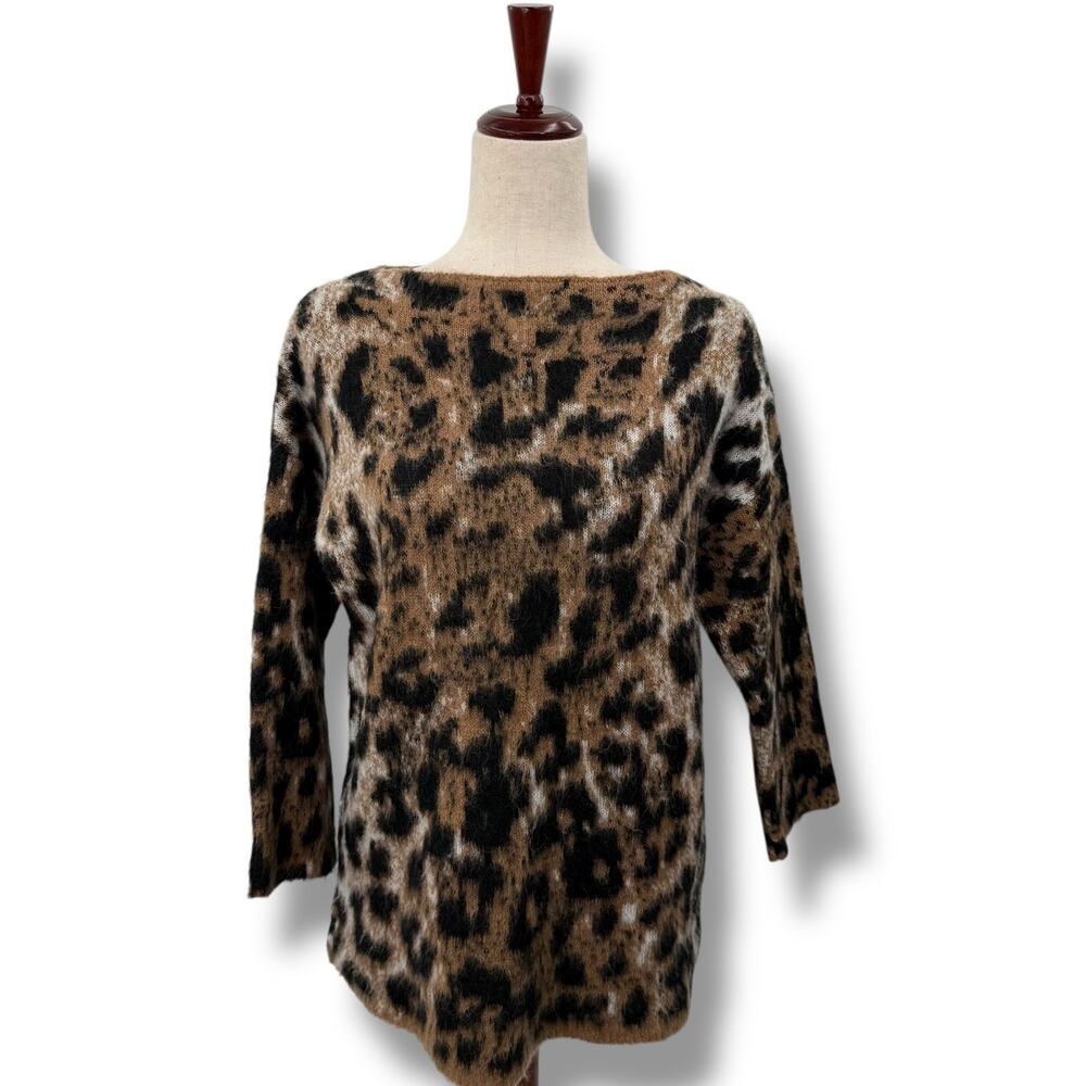 Lineamaglia Italy Sweater Medium Cheetah Brown Animal Leopard Mohair Eyelash